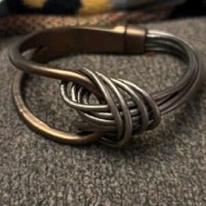 Vintage Knotted Wire Statement Bracelet Magnetic Clasp Unique Boho Chic Jewelry